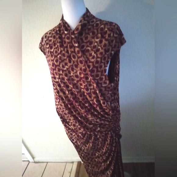 LAUREN RALPH LAUREN  Faux Wrap  Surplice Ruched Midi Dress | 14W - Picture 5 of 6